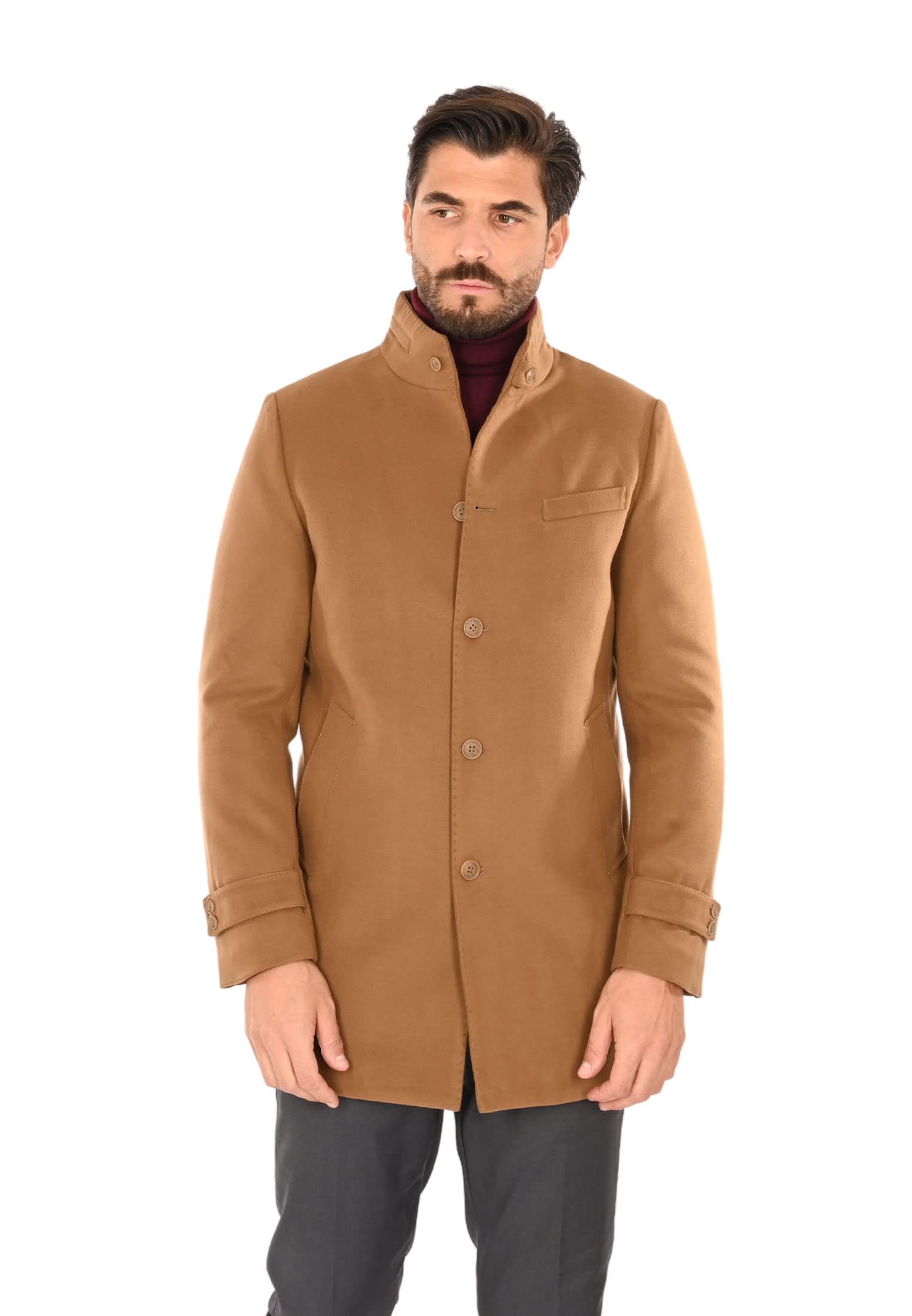 Ciabalù Cappotto Uomo Invernale Elegante Cappottino Lungo Slim Fit