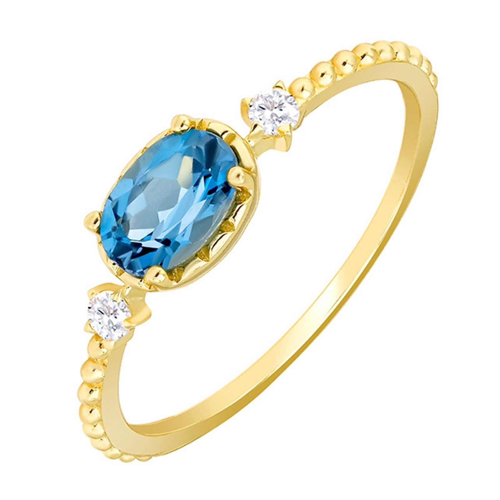 Anillo de compromiso de oro Au 375/585/750, ovalado, topacio elegante, filigrana