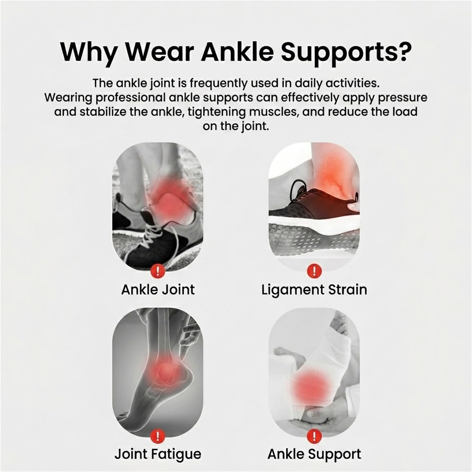 Generisch Verstellbare Sprunggelenkbandage - mit atmungsaktivem Stoff, für Sport und tägliches Gehen, Modell CJDW1212 (Grey L)