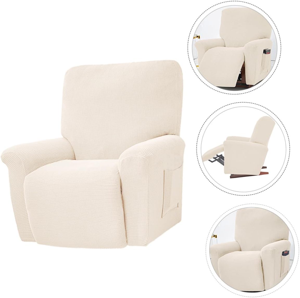 All-Inclusive White Fleece Chair Slipcover Elastic Armchair Cover Massage Recliner Protector for Home Office Furniture