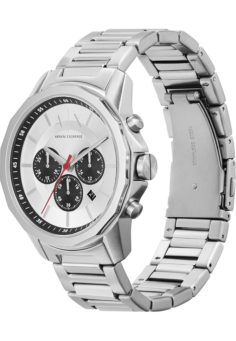 Armani Exchange Orologio da uomo, Movimento cronografo al quarzo e cassa da 44 mm con cinturino in acciaio