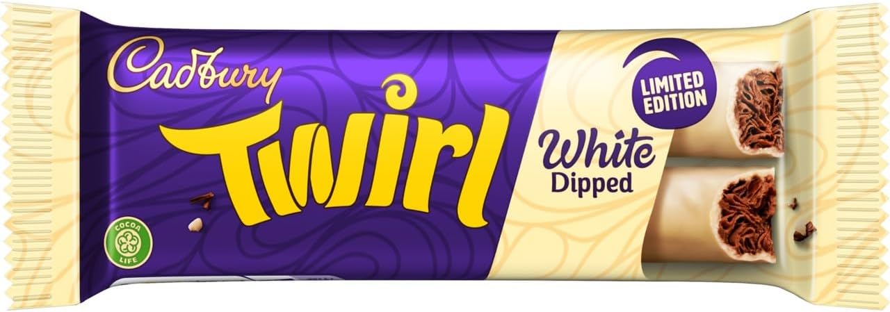 Limited Edition White Chocolate Dipped Twirl Bars, Irresistible & Smooth, Twin Bars, 43 g