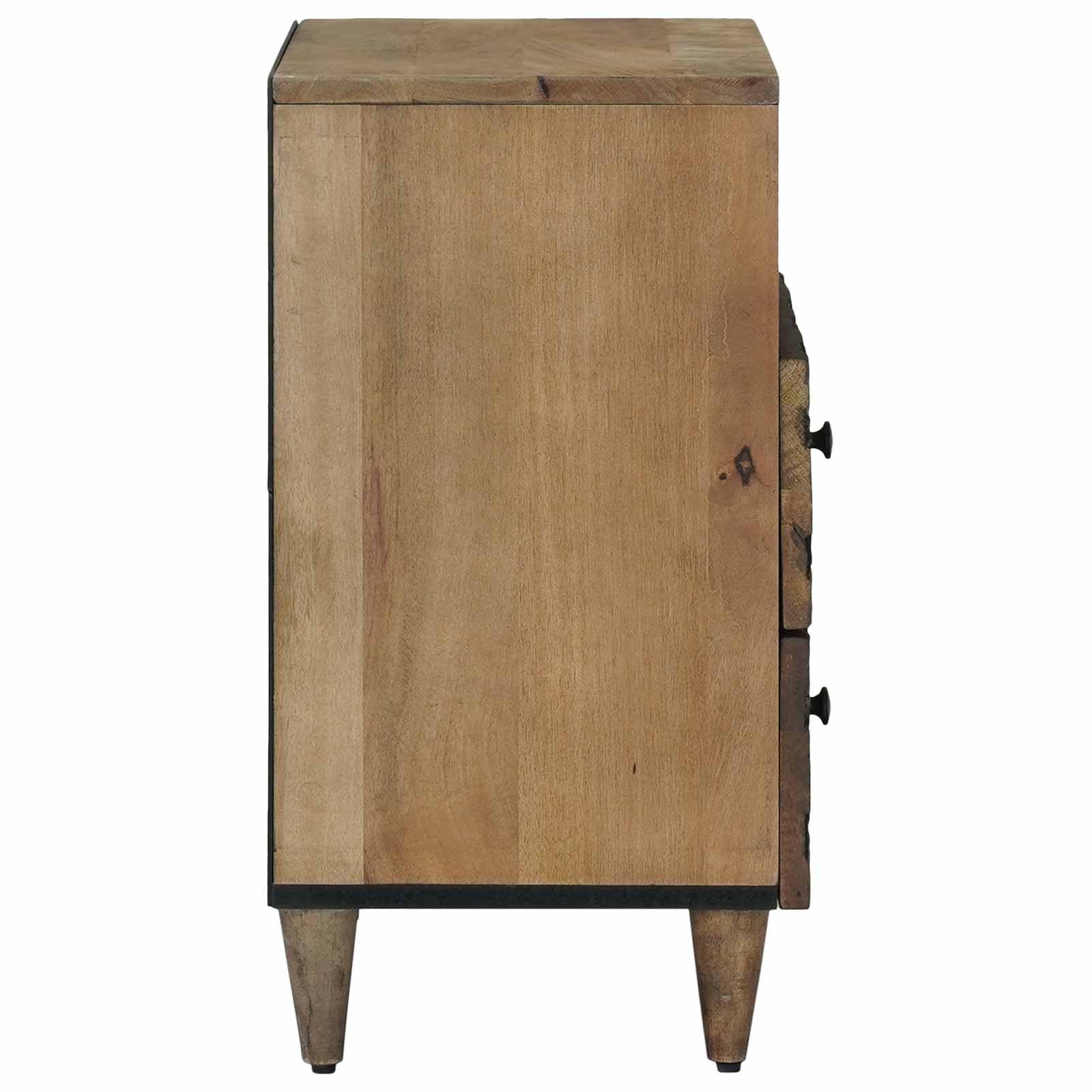 Mobiletto da letto in legno di mango massello marrone con 2 cassetti 50 x 33 x 60 cm, comodino versatile salvaspazio per camera, soggiorno, ufficio e ingresso