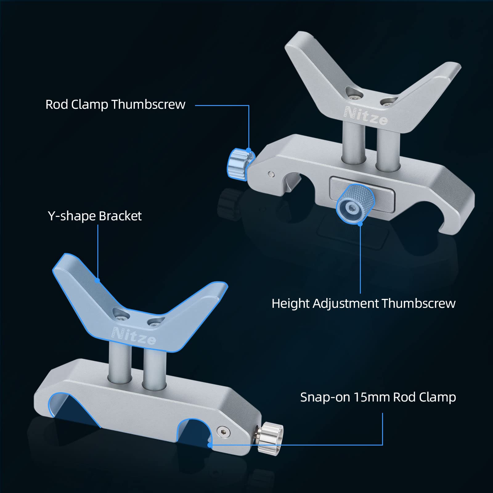 Supporto Obiettivo 15mm Universale - Staffa A Y Rotante, Con Adattatori 1/4, 3/8, M3 - Foto 13