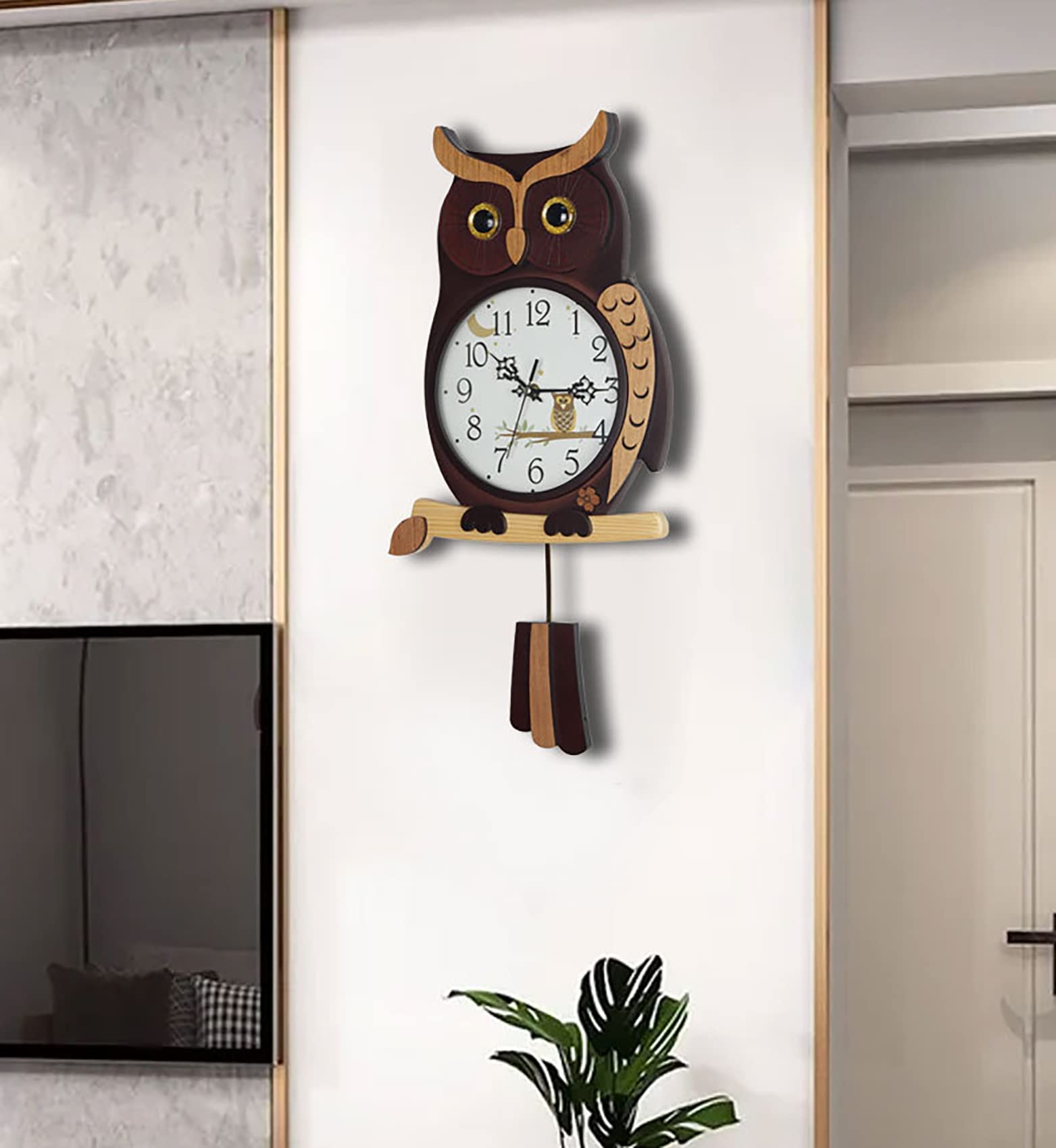 Amazon.co.jp: 振り子時計 木製 ふくろう 壁掛け時計 3D フクロウ
