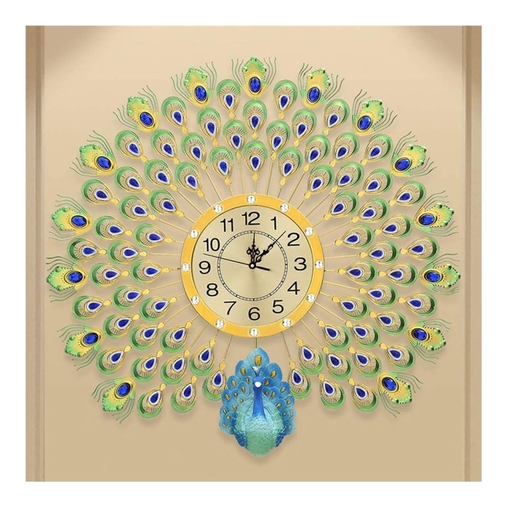 Orologio da parete, 73,7 cm foglia Cristalino El Pavo Real, con numeri arabi decorativi per soggiorno camera da letto