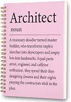 FOUGSTA Architect Spiral Notebook - 160 Page (80 Sheet) Design Sketchbook for Architects & Engineers, 8x6 Inches Grid Ruled with 'Visionary Doodler' Quote - XXR15