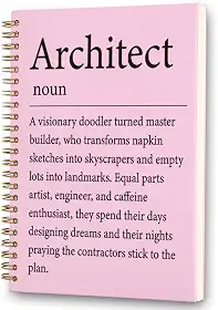 FOUGSTA Architect Spiral Notebook - 160 Page (80 Sheet) Design Sketchbook for Architects & Engineers, 8x6 Inches Grid Ruled with 'Visionary Doodler' Quote - XXR15