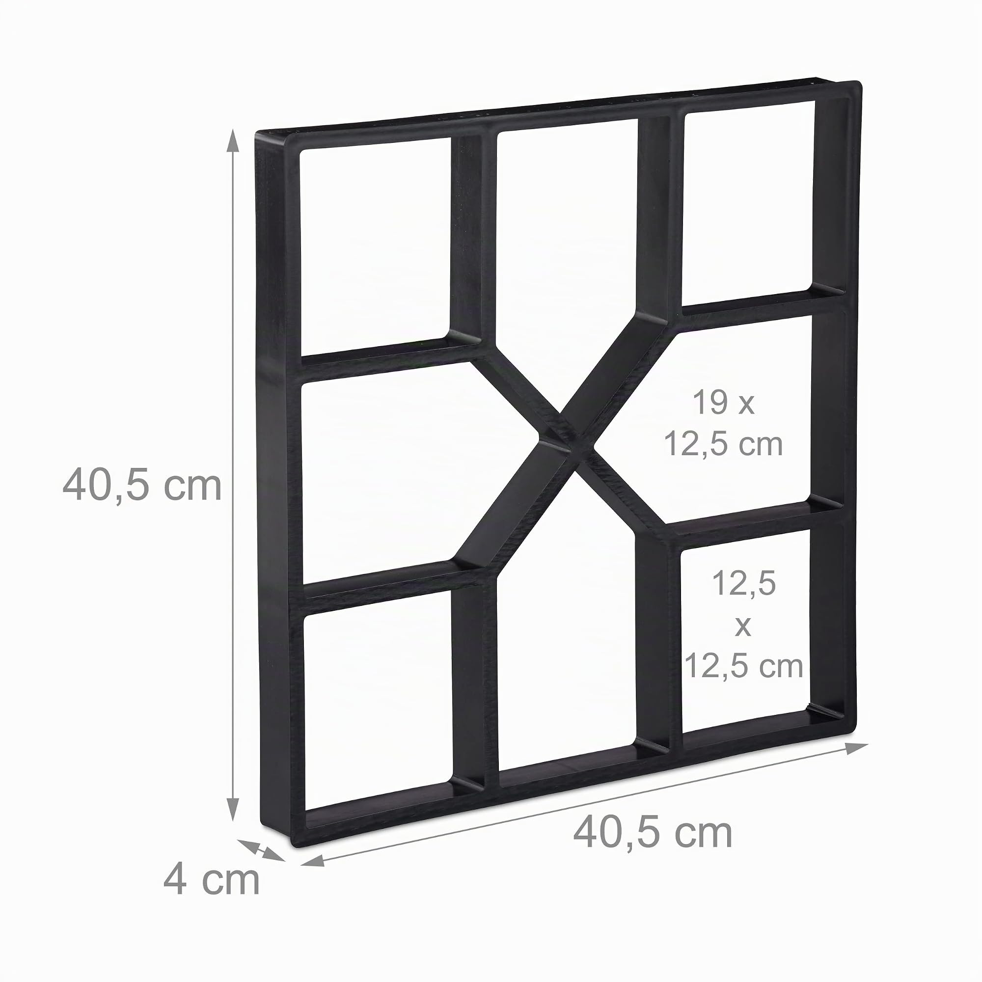 Relaxdays Stampo per Cemento, Set da 2, Forma Pavimento del Vialetto in Giardino, Path Maker, HLP: 4x40,5x40,5 cm, Nero