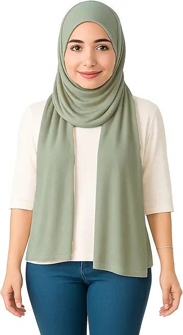 World of Shawls Double Stitched Premium Jersey Hijab for Women Girls Soft Breathable Head Scarf