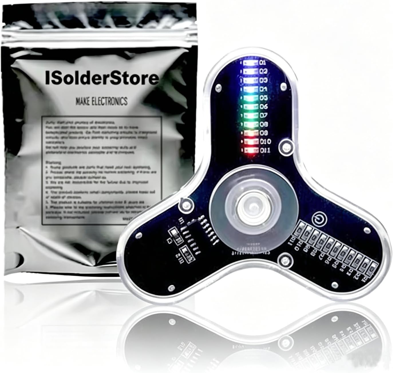 ISolderStore Soldering Practice Kit 3 Leaves Fidget Spinner Soldering Project Electronics Kit LED Flashing Light DIY Electronic Board, STEM Soldering Project for Hobbyists, Engineers, and Students