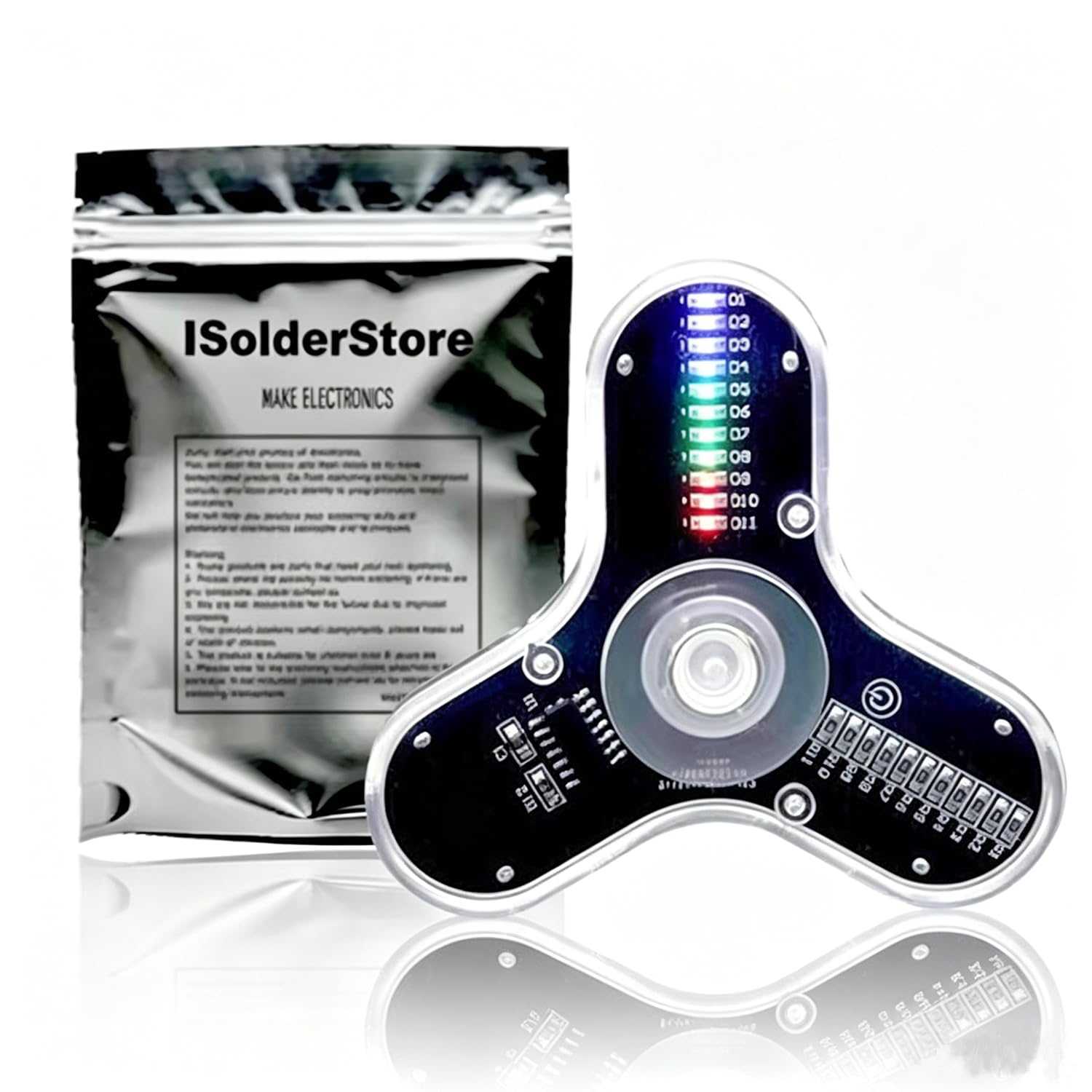 3 Leaves LED Rotating Gyroscope DIY Kit Soldering Project Electronics Kit Soldering Practice Kit for Kids Adult ISolderStore