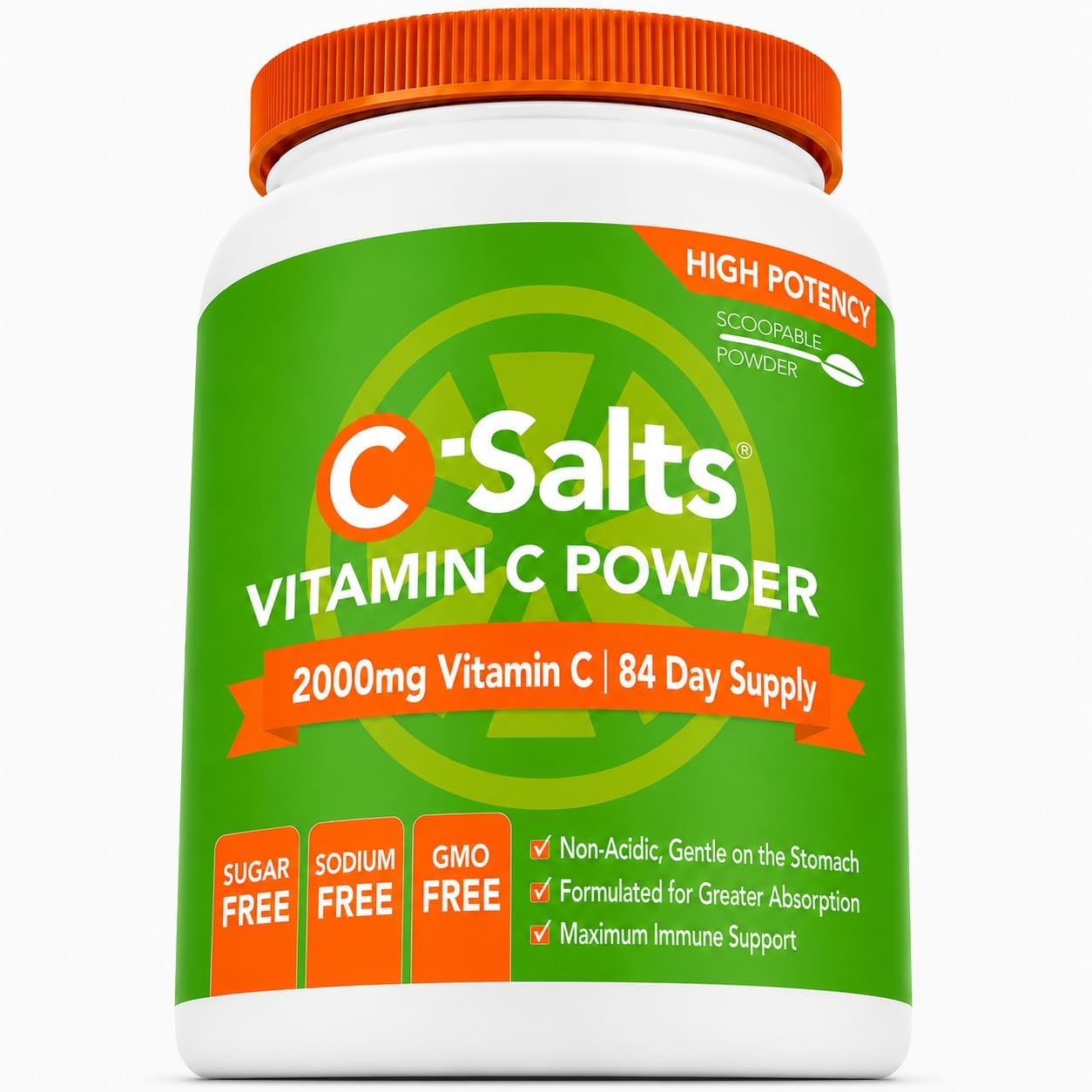 C-Salts Buffered Vitamin C Powder - Pure Organic, Stomach Friendly Ascorbic Acid VIT C Drink for Daily Immune Support & Collagen Production - Vegan Non GMO Sugar Free - 84 Servings Original, 8oz
