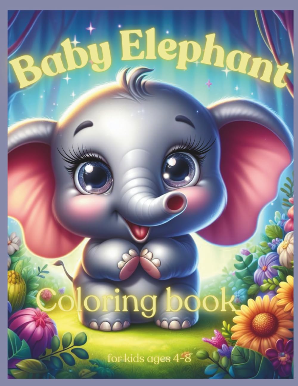 Baby Elephant Coloring Book for Kids Ages 4–8: Adorable Jungle & Safari Scenes for Kids, Toddlers, Preschool & Kindergarten