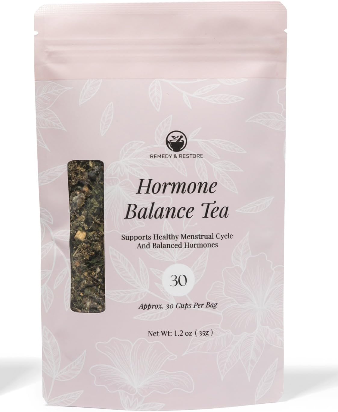 Remedy & Restore Herbal Tea for Hormone Balance - Natural Menstrual Cycle Support, Spearmint Flavor, Loose Leaves, 1 Count