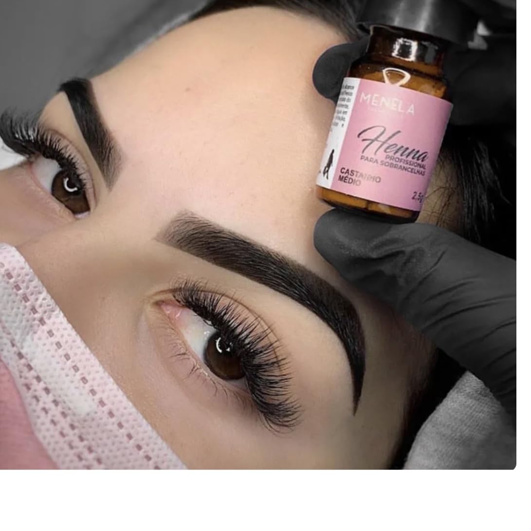 Eyebrow Henna Tint Kit - Black Brow Color with Bamboo Extract - Natural Look, Easy Application - 2.5g Henna + 15ml Fixer - Ammonia-Free, Vegan, Cruelty-Free