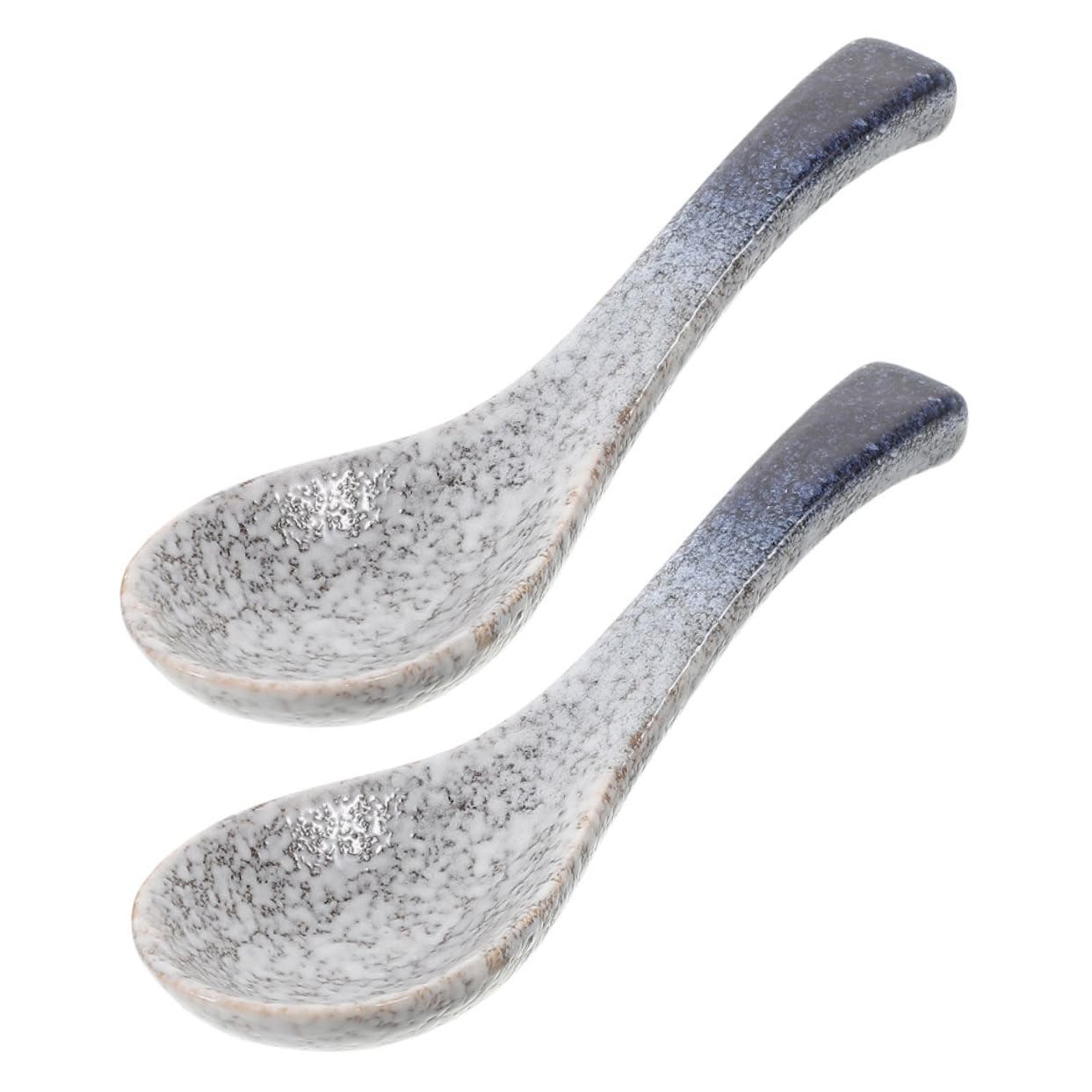 Cabilock 2Pcs Retro Japanese Ceramic Soup Spoons Unique Porcelain Ladles for Rice and Soup Artistic Tableware with Distinctive Glaze Patterns for Daily Use and Gatherings