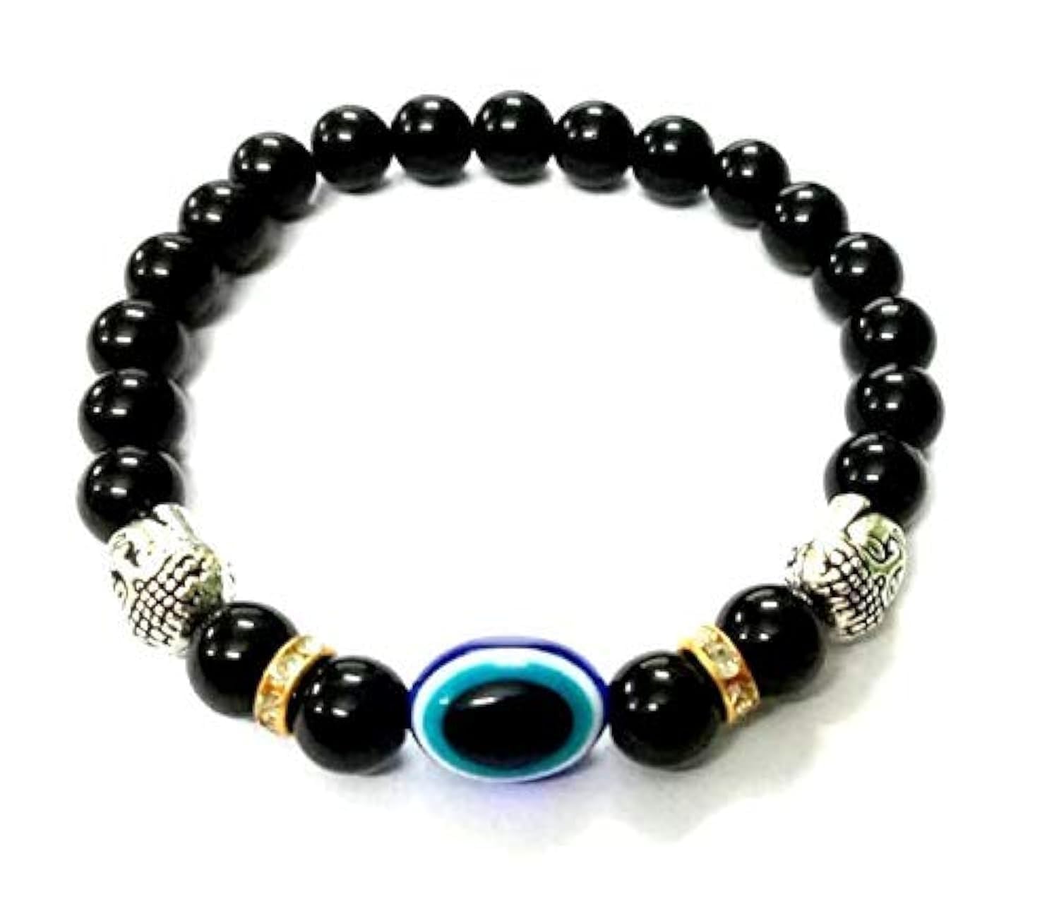 REBUY Black Tourmaline Evil Eye Bracelet For Protection With Charm Stylish Cystal Bracelet 8 mm Bead (B07SMV9KGK) Amazon Price History, Amazon Price Tracker