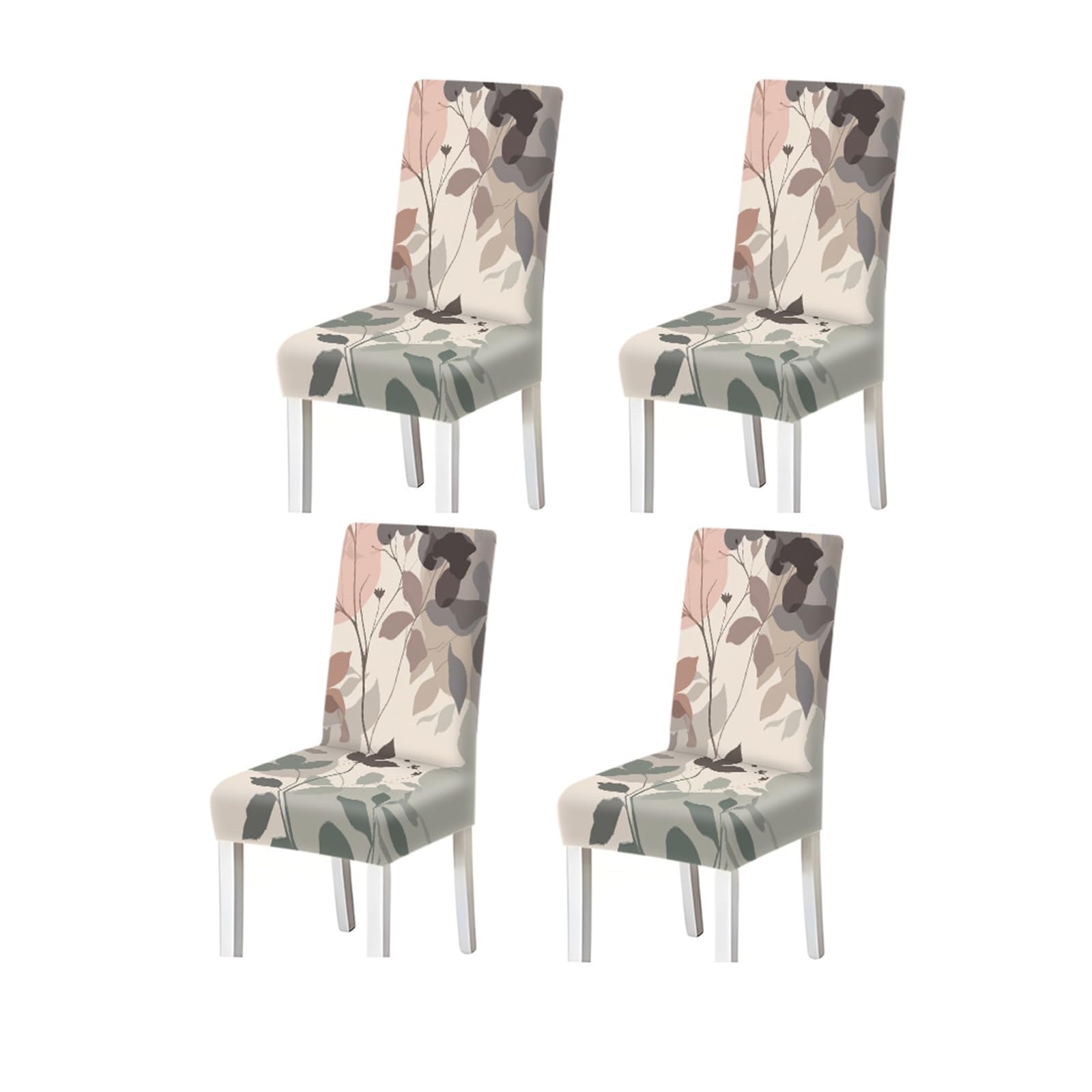 KXUAUV Sage Green Beige Botanical Leaf Print Dining Chair Covers, Stretch Slipcovers For Home Kitchen Dining Room Party, 2/4/6PCS Seat Protectors for Restaurant Hotel Party(4PCSChair cover)