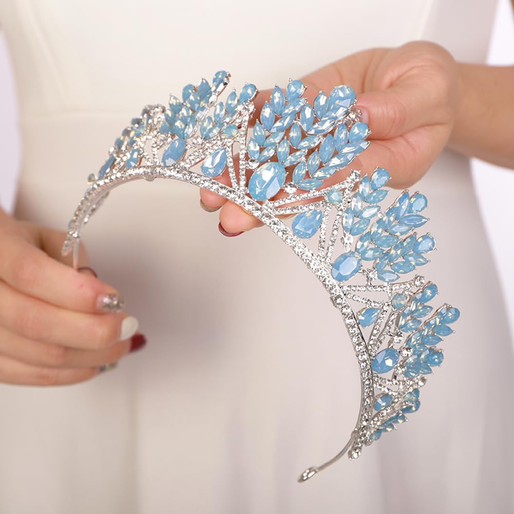 JWICOS Diadema de cristal vintage, tiara barroca con diamantes de imitación para mujeres y niñas, tiara de novia, accesorios para el cabello, para fiesta de cumpleaños, graduación, Halloween
