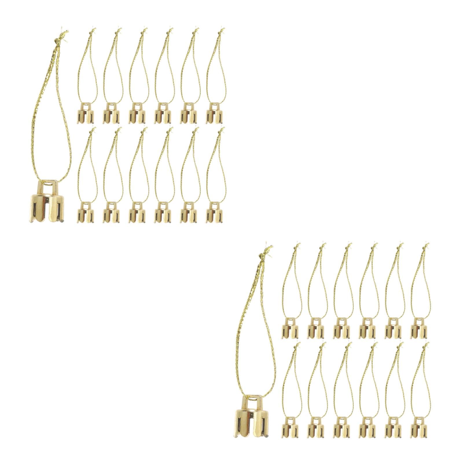 LOGOFUN 2000PCS Christmas Ornament Cap Replacements Round Ornament Caps Plastic Xmas Hanger Cup Cap with Rope for DIY Craft Home Dcor - Gold 1CM