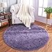 LOCHAS Round Area Rugs Super Soft Living Room Bedroom Home Shaggy Carpet 4-Feet (Gray-Purple)