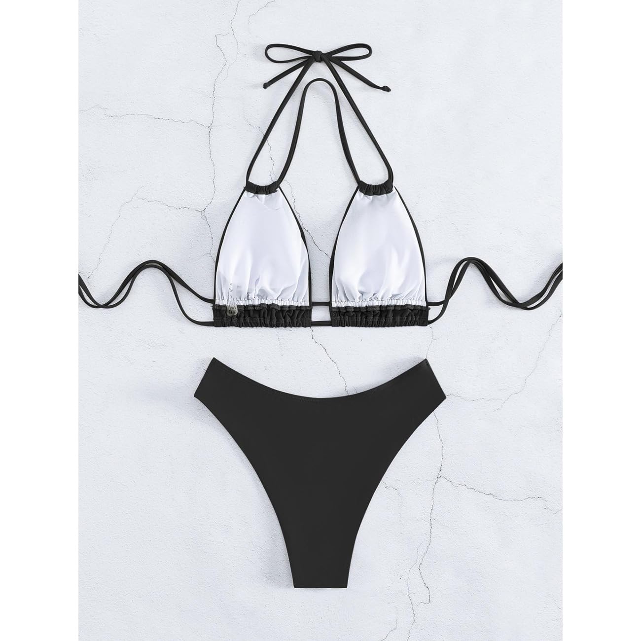 Damski zestaw bikini, z kołnierzem, wyszczuplający dekolt, strój kąpielowy, dwuczęściowy kostium kąpielowy, push up, wysoka talia, seksowny strój kąpielowy