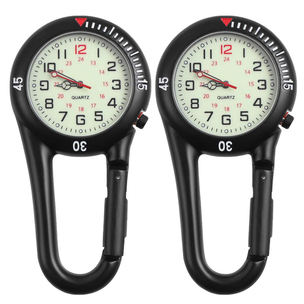 BESPORTBLE Digitale Karabineruhr: Taschenuhr Mit Karabiner Leuchtuhr Ansteckkarabiner-Taschenuhr Karabineruhr Unisex Zum Klettern 2 STK