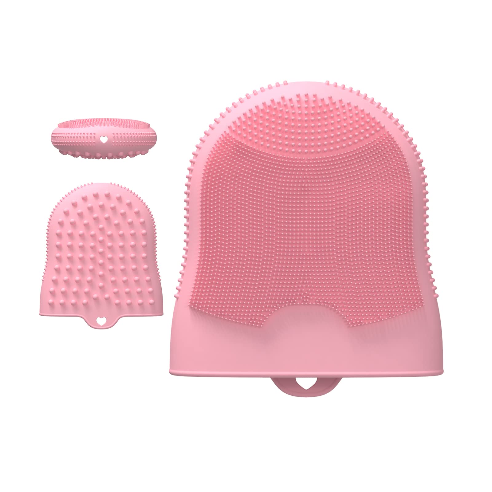 CoolniceCleaning Brush - Silicone Facial Brushes for Cleansing and exfoliating Body Massage Gloves face Scrubber Nose Washing mat pad Skin Care Tool (Pink)