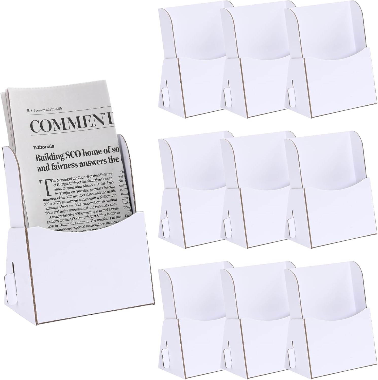 10 Pcs Corrugated Trifold Brochure Holder 4.33 x 5.51 Inch, Rack Card Holder Literature Paper Flyer Display Stand Bookmark Display for Magazine, Pamphlet, Booklets, Menu, Offices