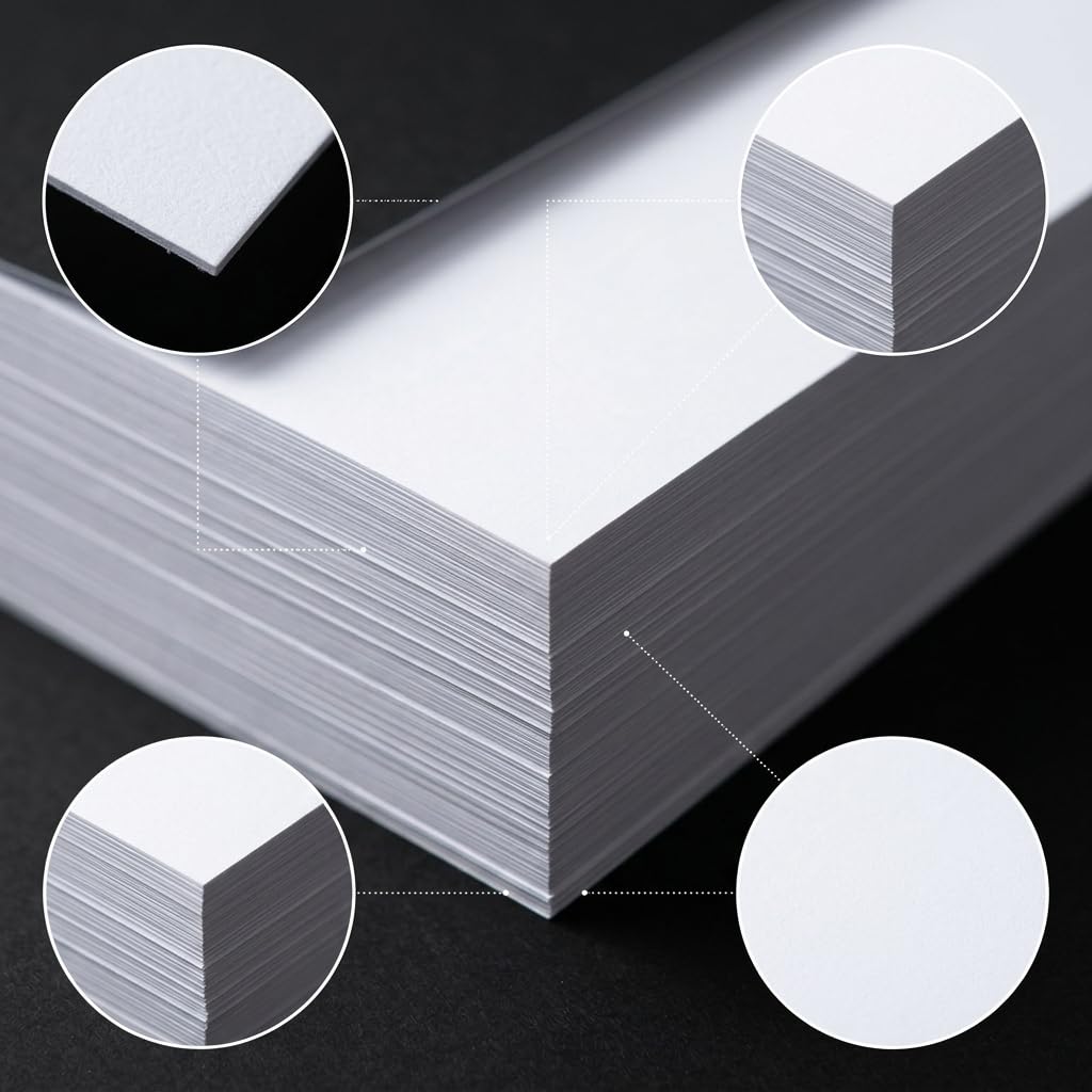 A4 Karton Weiß – Dickes Papier zum Drucken & Basteln | Zeichenblock & Pappe zum Basteln für Kreative, 350 g/m² 8K (39x27 cm) 50 Blatt
