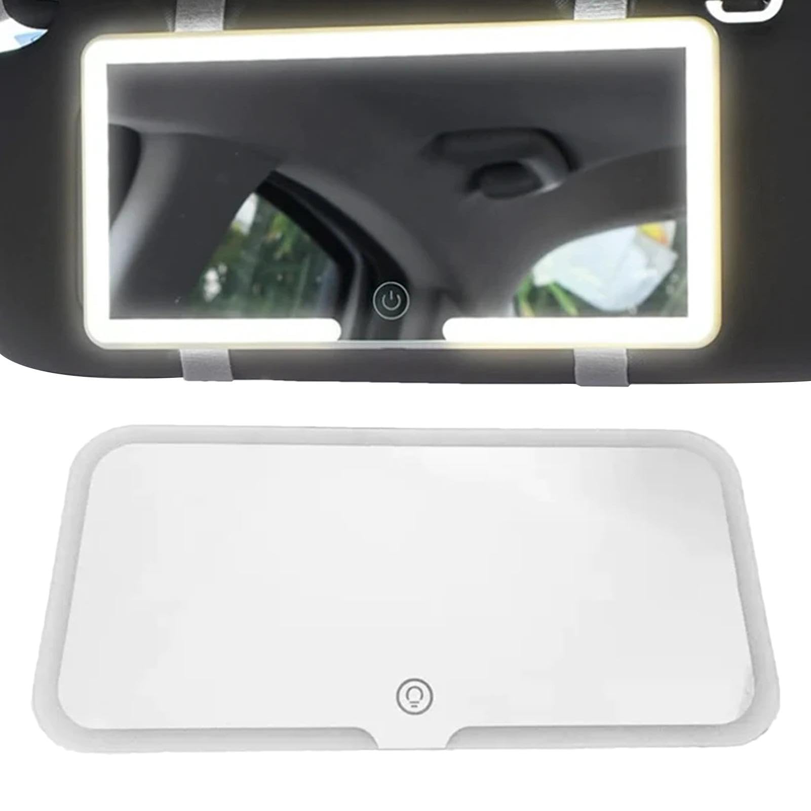 Espejo de maquillaje para coche, espejo de visión para coche, espejo de maquillaje con 3 modos de luz y 60 LED