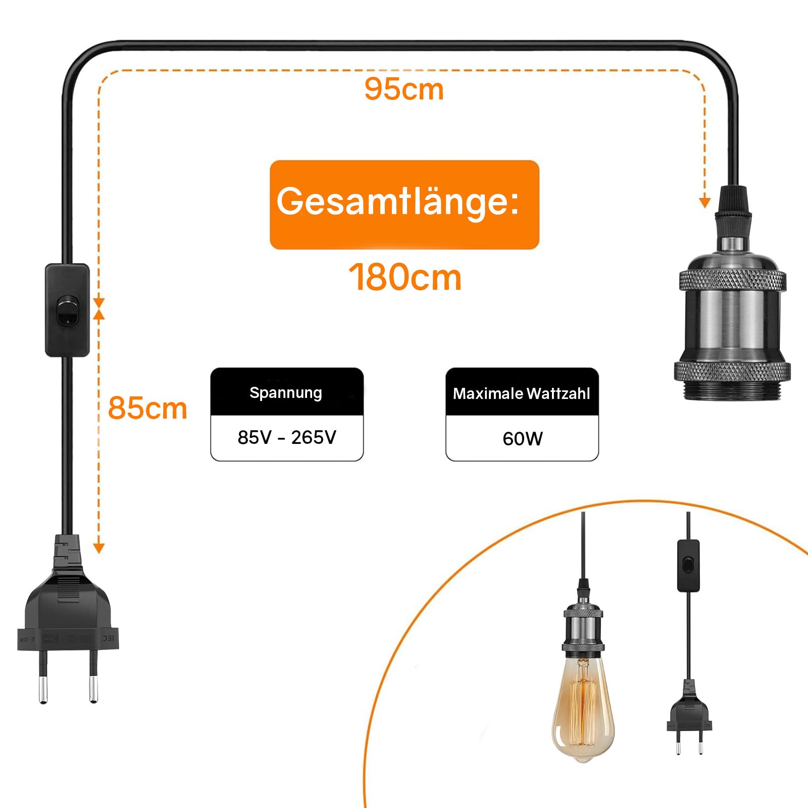 Connecteur En Ligne Boîtier 3 Bornes Pour Câble Secteur 13A - Jonction Fil électrique Flexible Noir - Non Marqué