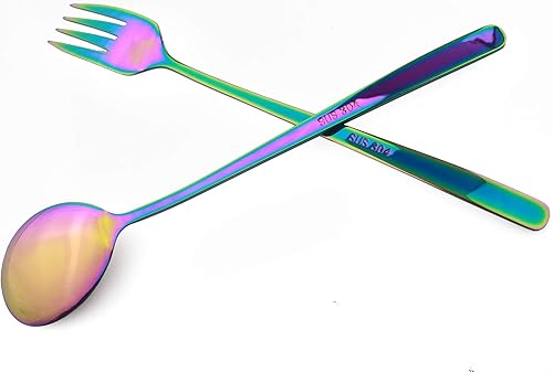 Miniatura 5 de Juego de cubiertos de acero inoxidable 304 reutilizable, con pajillas, portátil, para viajes, camping, senderismo, lavavajillas, juego de 7, espejo