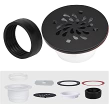 Uni-Green 4-1/4 inch Round Shower Base Drain - 2" No Caulk PVC Compression Shower Drain 304 Stainless Steel with Waterproof Rubber - Antique Brass Strainer for Bathroom - for Shower Base,Shower Pan
