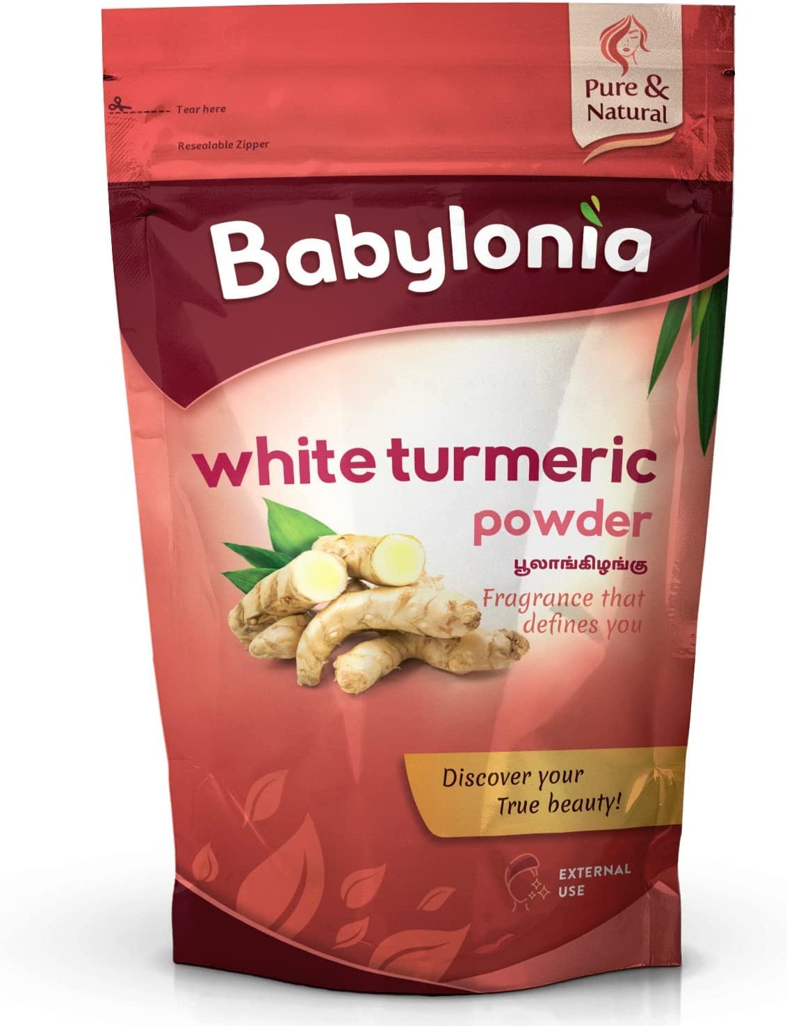 QURA Babylonia Cúrcuma Blanca | Kichili Kilangu | Polvo Poolankilangu para el cuidado de la piel, 100 g
