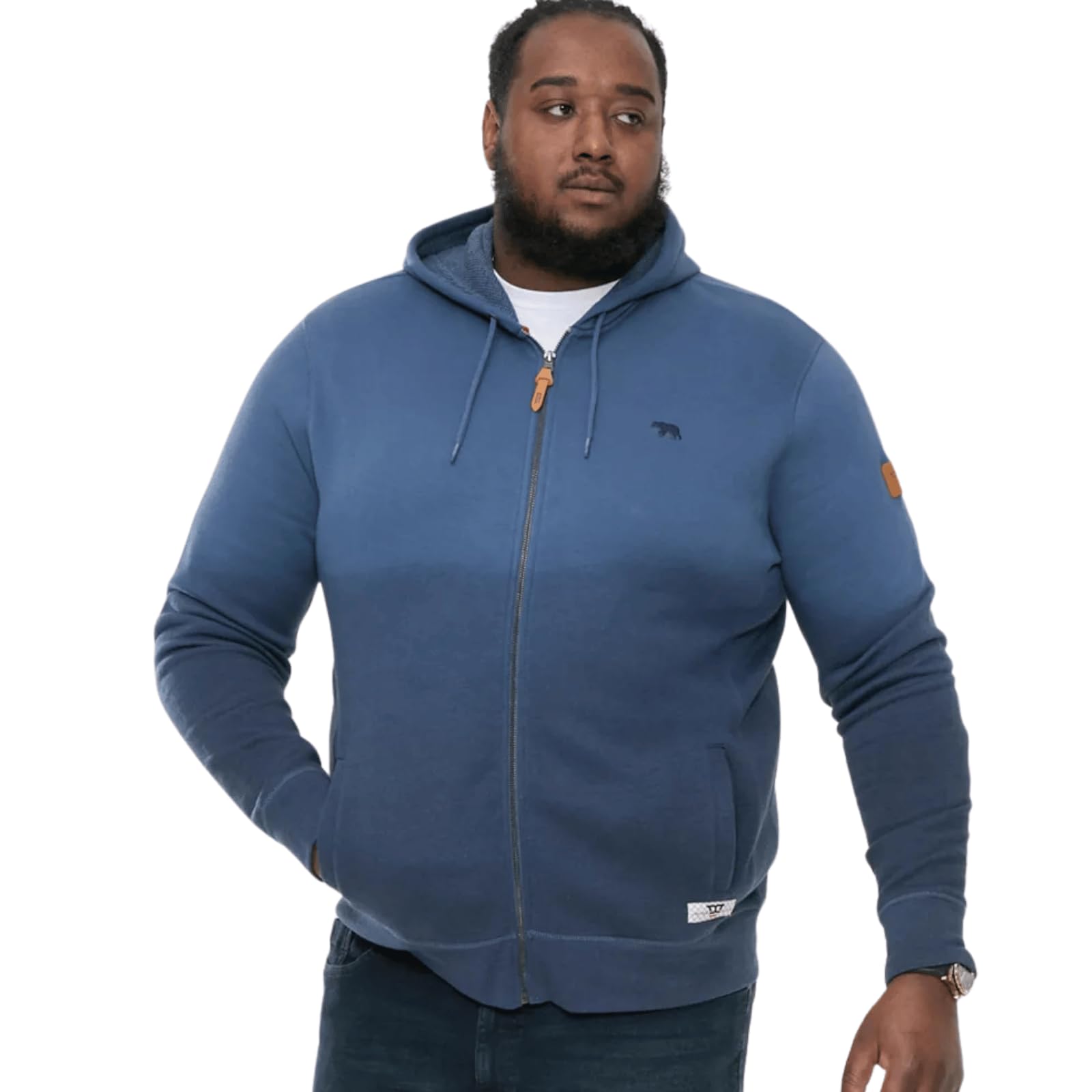 D555 Men's Blue Duke Hulk Dip Dye Full Zip Through Hoodie - 5XL