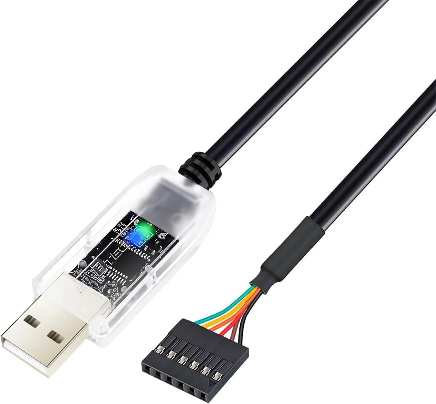 DTech USB to TTL Adapter FTDI Chip 6 Pin USB to UART Debug Cable FT232RL IC Serial Converter Female Socket Header for Windows 11 10 8 7 MAC Linux Debugging and Programming (3.3V logic level, 1.8M)-image-44