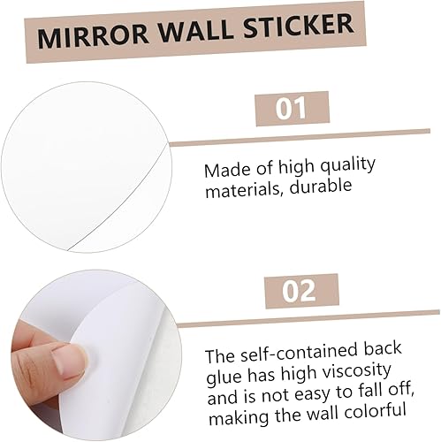 Miniatura 3 de Uonlytech 2 calcomanías de pared para espejo, espejo de acento, espejo de maquillaje, vidrio, sin marco, fondo de espejo, maquillaje, espejo de