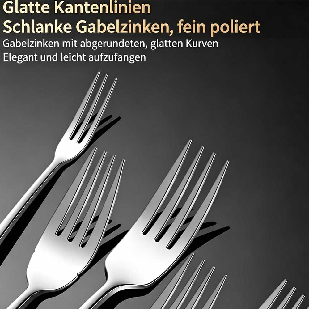 16 Personen Besteck Set 480-teilig, 304 Edelstahl Essbesteck, Robust & langlebig, Spülmaschinenfest für Haushalt & Gastronomie Silber