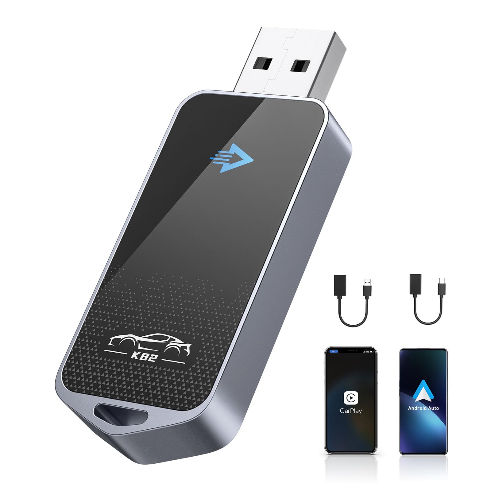 YNF Wireless CarPlay/Android Auto Adapter – Plug & Play, Wandelt Kabelgebunden In Kabellos Um, Für IOS/Android