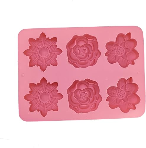 Miniatura 5 de X-Haibei Elegante flores jabón silicona molde gelatina loción proceso frío fabricación suministros 2oz, diámetro 2.5 pulgadas