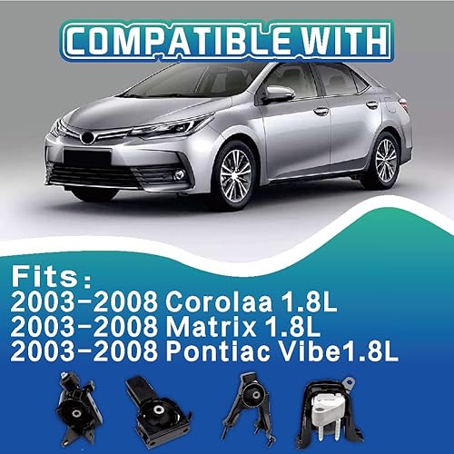 Miniatura 2 de Kit de montaje de motor y transmisión compatible con Corolla 1.8L 2003-2008 y Matrix 1.8L 2003-2008 y Pontiac Vibe 2003-2008 1.8L Auto Transmission