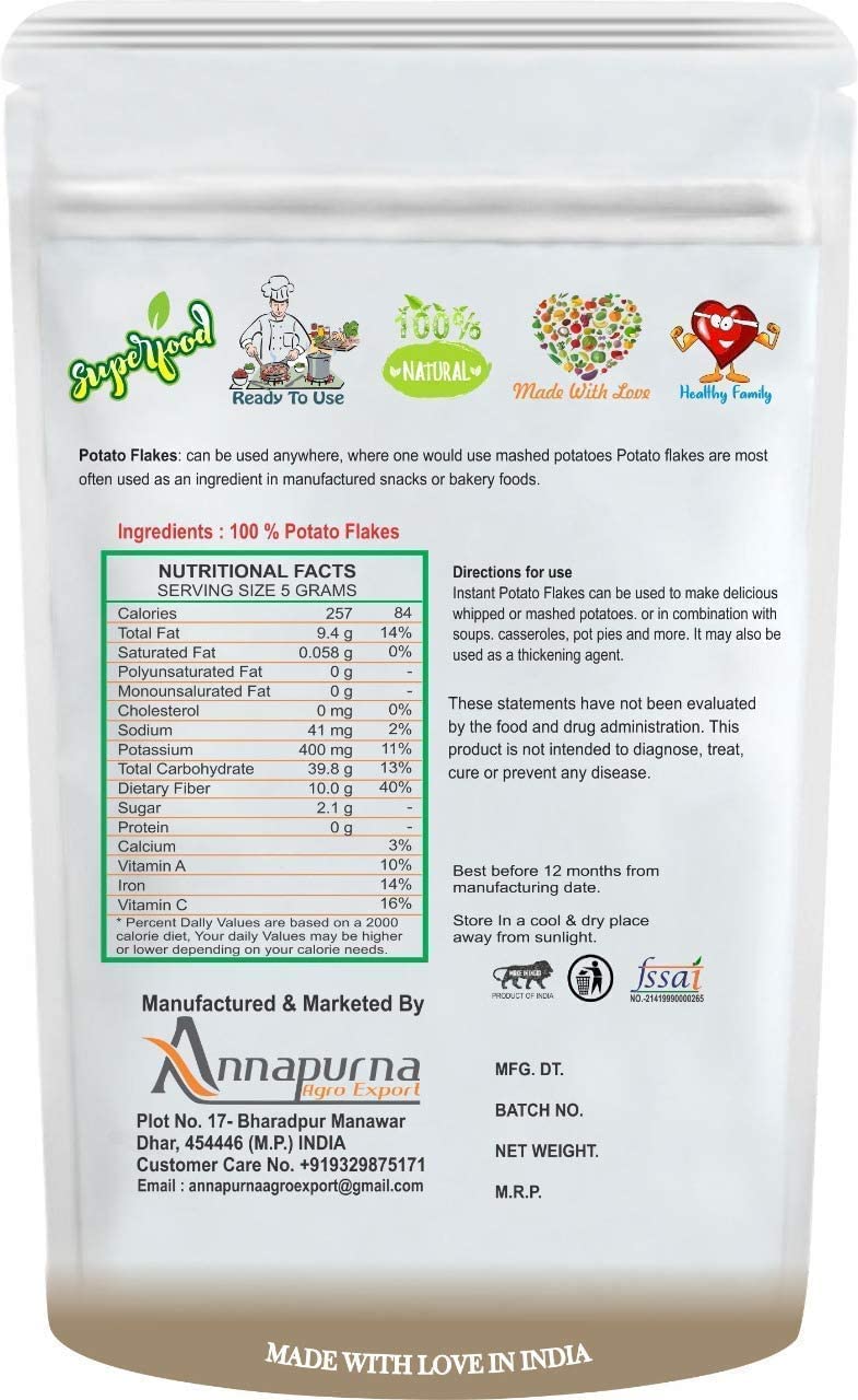Płatki ziemniaczane | suszone ziemniaki | Aaloo ka Mash | Instant ALOO POHA READYMIX Pack - 500 GM X 2 = 1 KG by B Naturall
