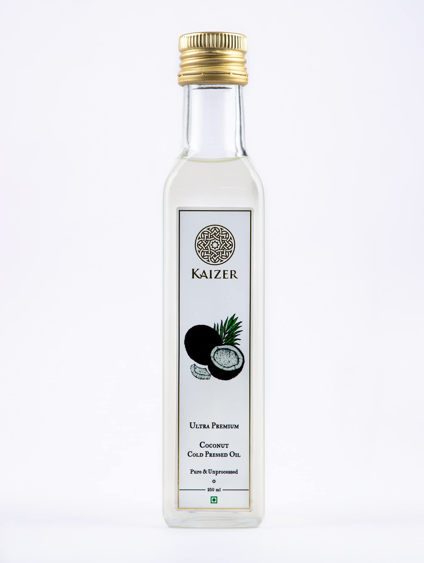 KAIZER Premium Coconut Cold Pressed Oil, Pure & Unprocessed, 250 ml