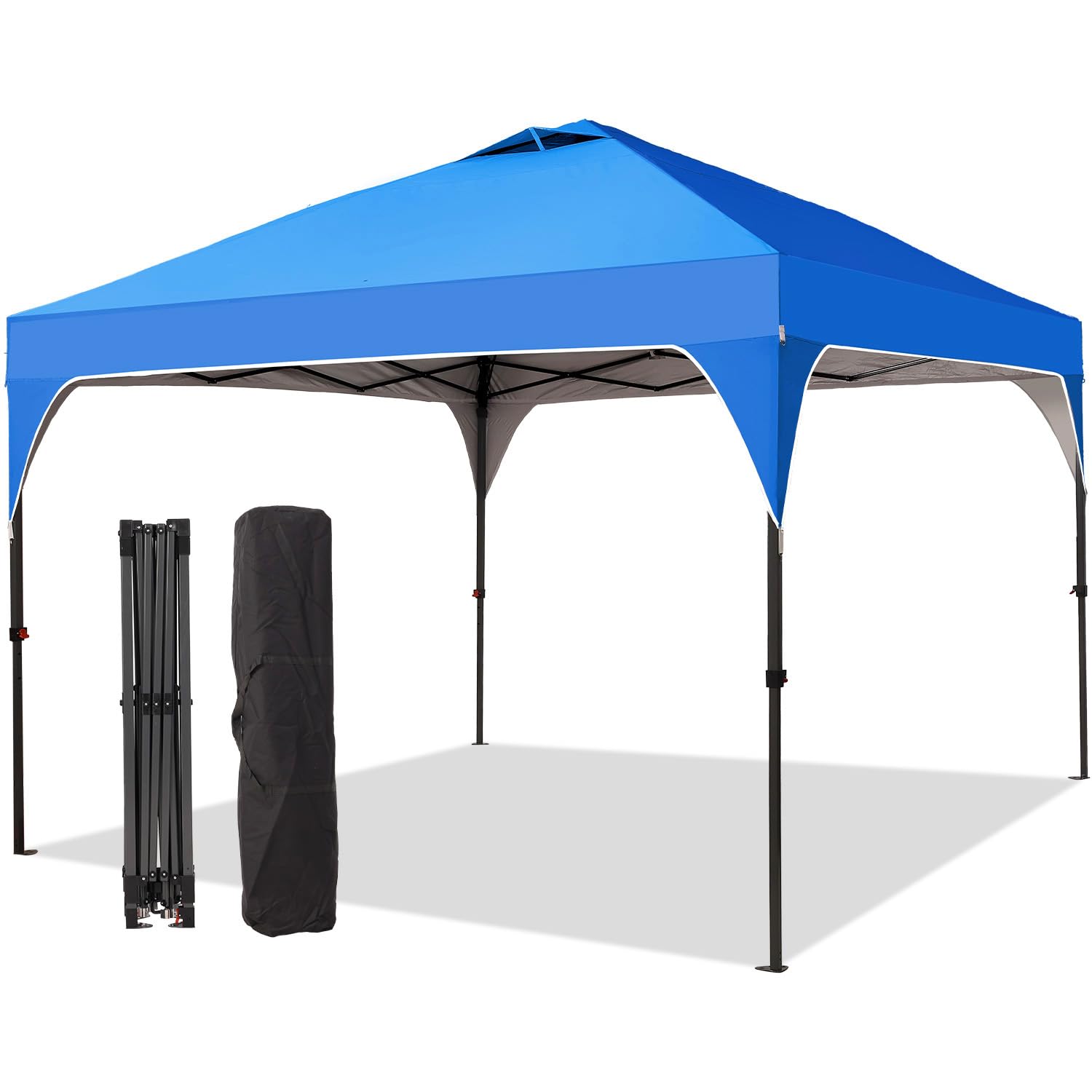 Photo 1 of **PACKAGING CUTS ON BAG**Oneofics Pop Up Canopy, 10x10 FT Instant Outdoor Canopy Tent with Carrying Bag, 3 Adjustable Heights - Portable for Event, Parties, Camping and More Outdoor Activities
