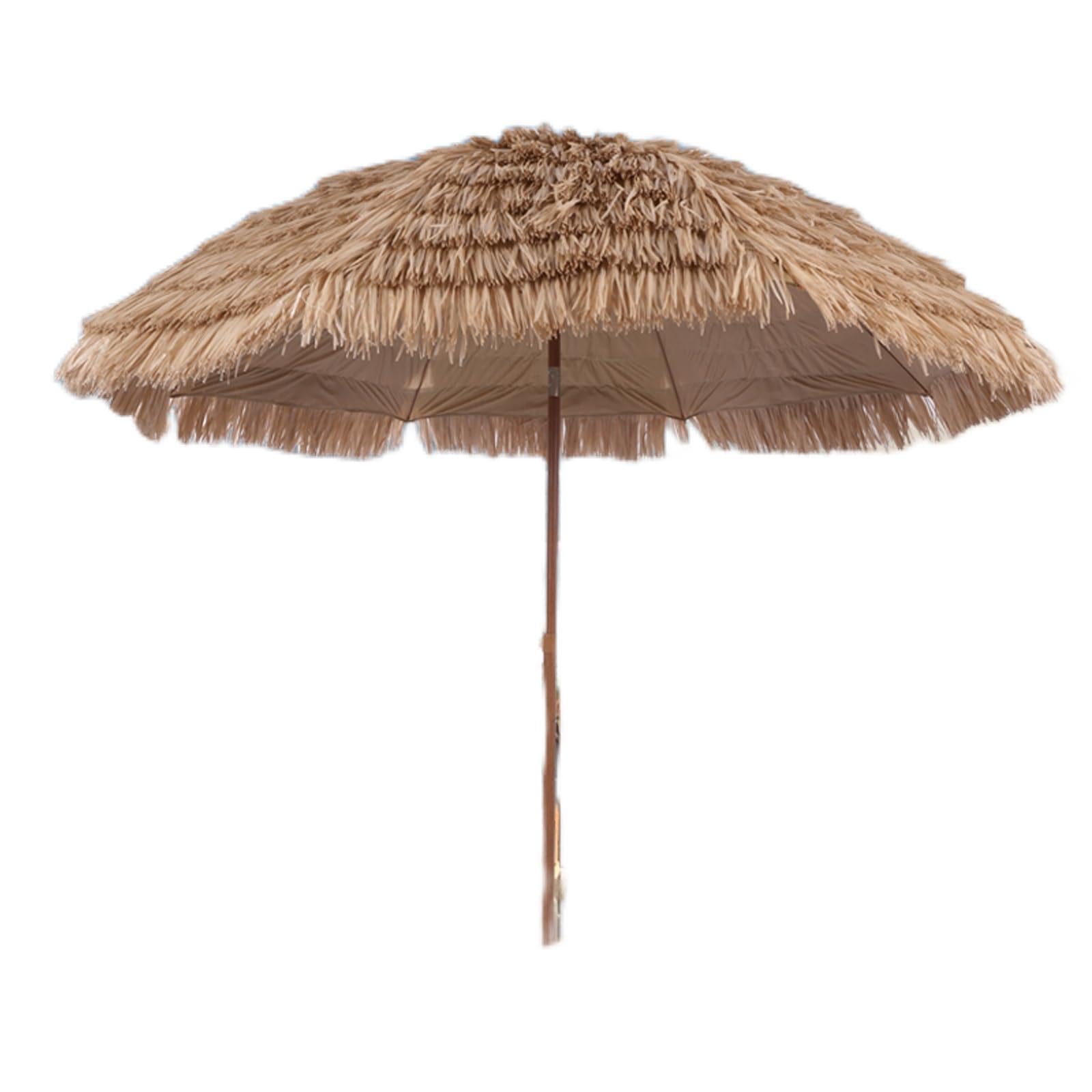 LRZPTDYU Foldable Beach Straw Parasol, Adjustable Height with Carrying Bag & Stable Bracket for Poolside Garden Yard (2.8m/9.1ft)