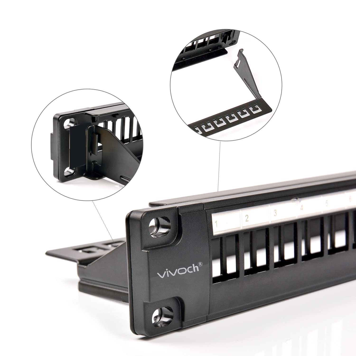 Panneau de Brassage Vierge a 24 Ports Cadre Vierge de Panneau de Brassage modulaire decharge avec Barre de Gestion des Cables