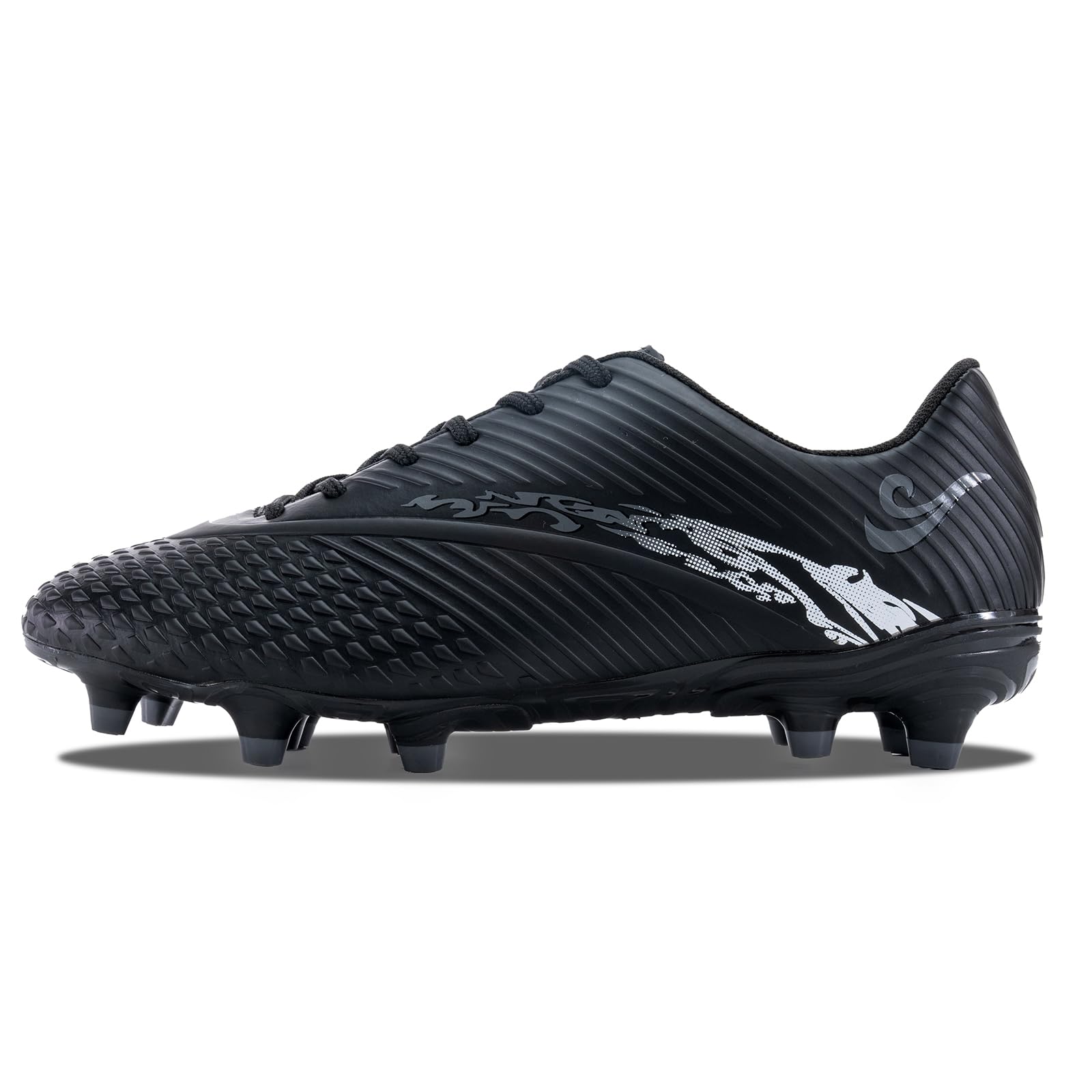 ORRZER Men's Soccer Cleats Women's Football Shoes Lightweight Professional Adult Athletic Training Lace-Up Soccer Shoes Black/Grey