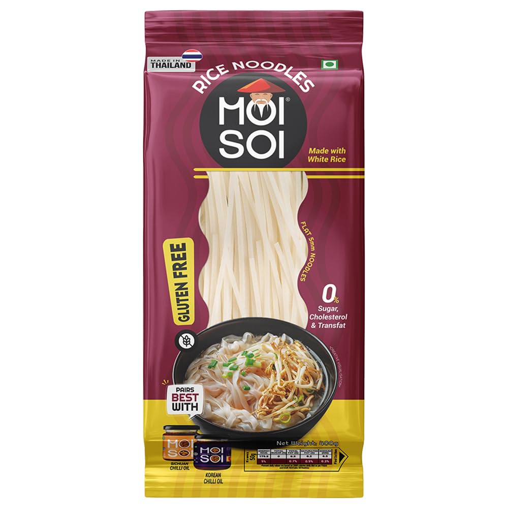 Moi Soi Thai Rice Stick Noodles - Made with Thai Rice |Naturally Gluten Free | Cholesterol Free | 400gms